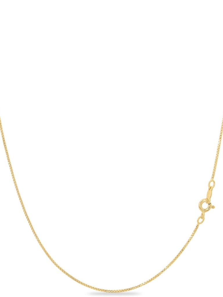 18k Gold Plated 925 Sterling Silver Box Chain Necklace For Women, 1mm Thin & Stu